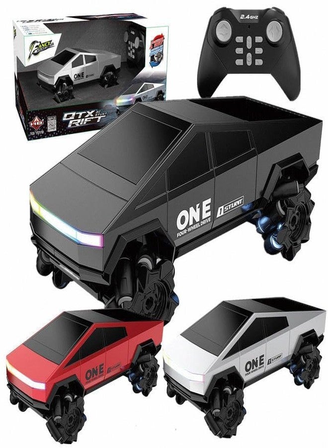 Bhavenu Remote Control Cybertruck Style Stunt Car for Kids | 2.4GHz Drift & Side Driving RC Toy with LED Lights (Multi Color) - Image 2